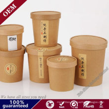 Eco-Friendly Disposable Kraft Paper Bowl Packaging Cup Take Away Salad Bowl with Lid